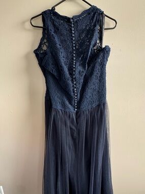Navy Lace Evening Dress